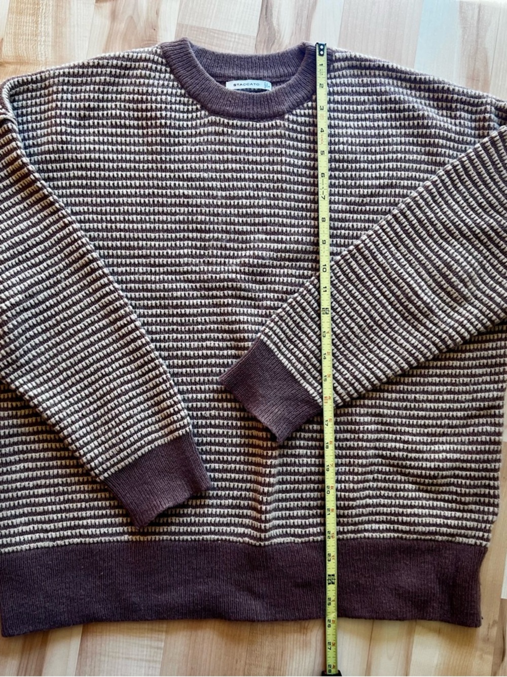 Women’s Brown Staccato Textured Crewneck Sweater - Classic Casual